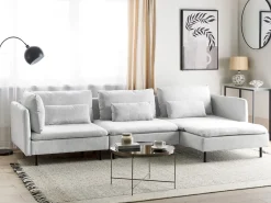 Sale Beliani Divano angolare modulare 3 posti EGERIS Tessuto Grigio chiaro Grigio Nero