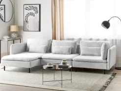 Hot Beliani Divano angolare modulare 3 posti EGERIS Tessuto Grigio chiaro Grigio Nero