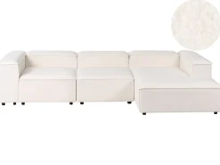 New Beliani Divano angolare modulare 4 posti ARDAL Bouclé Bianco sporco Lato Sinistro Bianco Nero