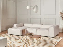 Best Beliani Divano angolare modulare 4 posti ARDAL Bouclé Bianco sporco Lato destro Bianco Nero