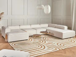 Hot Beliani Divano angolare modulare 5 posti ARDAL Bouclé Bianco sporco Bianco Nero