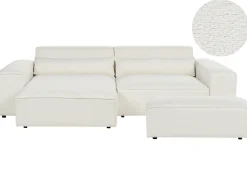 Hot Beliani Divano angolare modulare 3 posti HELLNAR Bouclé sporco con ottomana Bianco
