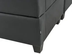 Outlet Beliani Divano angolare modulare 4 posti UNSTAD Pelle sintetica Nero con ottomana Nero Nero