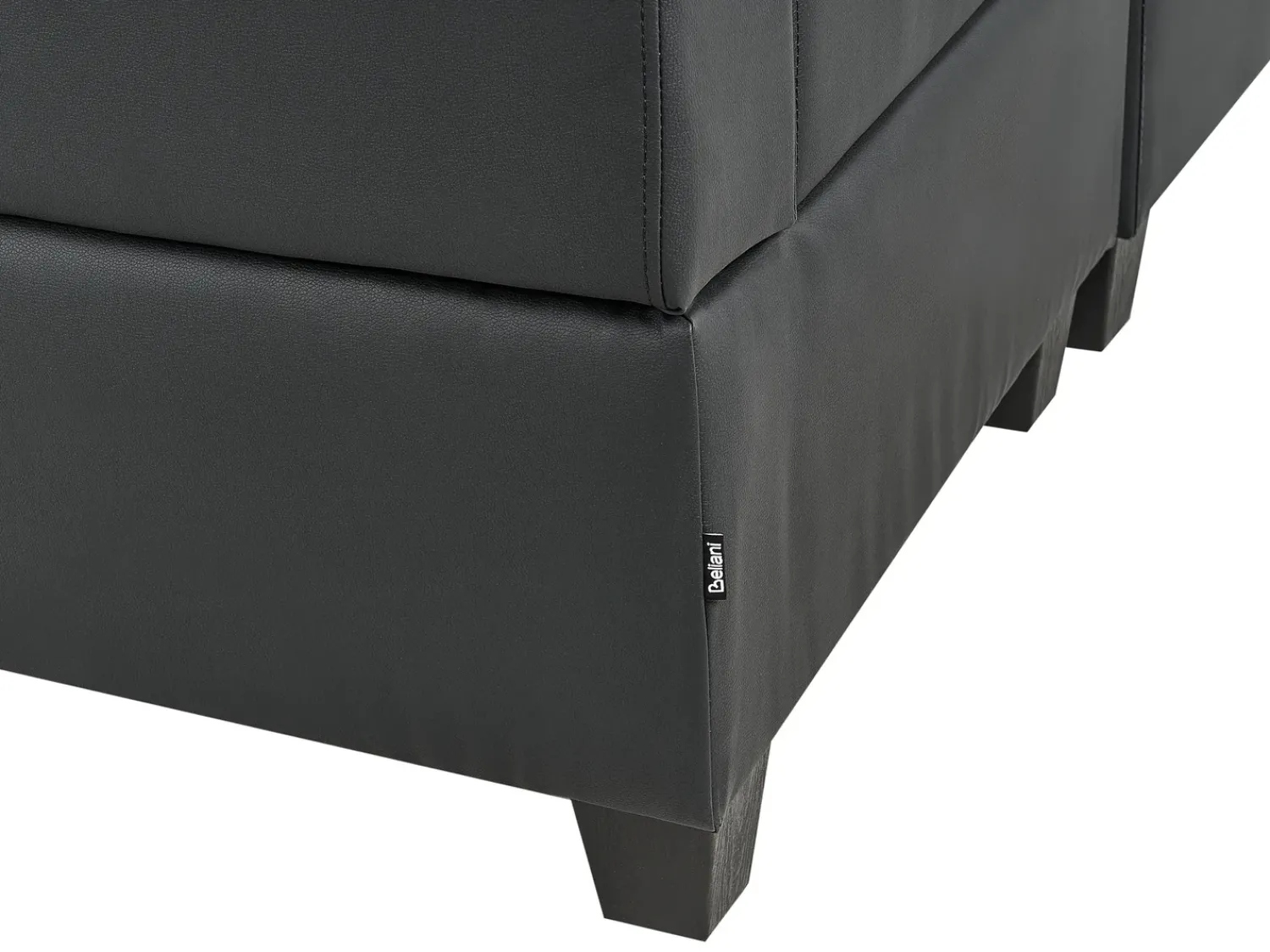 Outlet Beliani Divano angolare modulare 4 posti UNSTAD Pelle sintetica Nero con ottomana Nero Nero