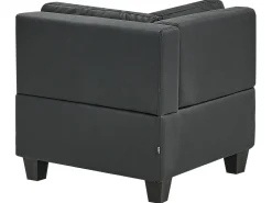 Outlet Beliani Divano angolare modulare 4 posti UNSTAD Pelle sintetica Nero con ottomana Nero Nero