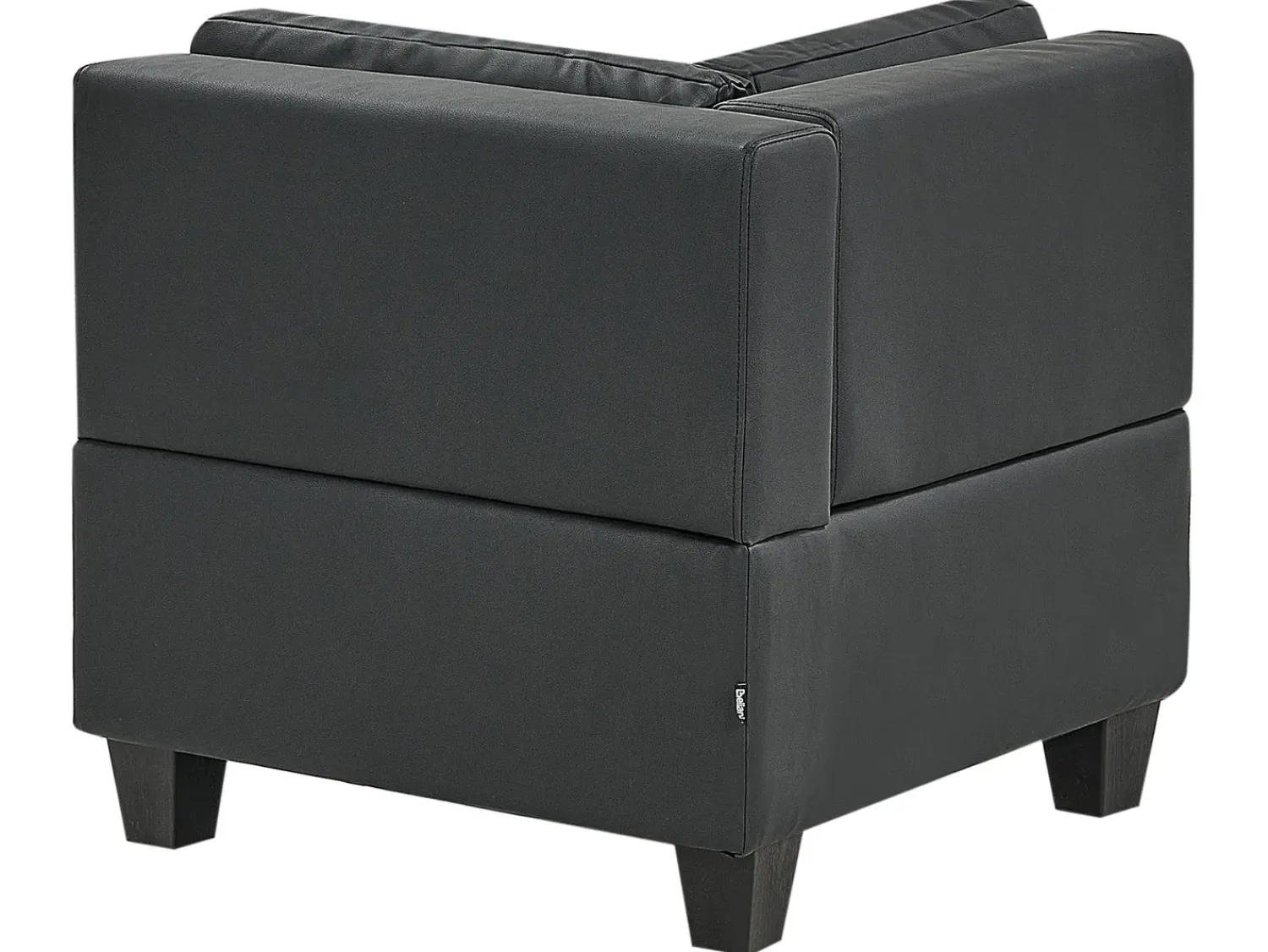 Outlet Beliani Divano angolare modulare 4 posti UNSTAD Pelle sintetica Nero con ottomana Nero Nero