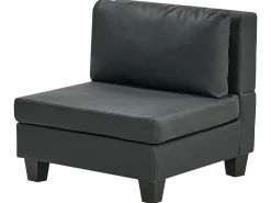 Outlet Beliani Divano angolare modulare 4 posti UNSTAD Pelle sintetica Nero con ottomana Nero Nero