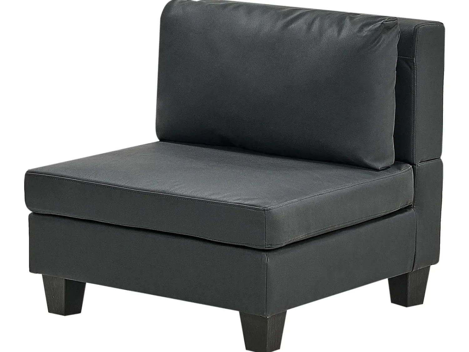 Outlet Beliani Divano angolare modulare 4 posti UNSTAD Pelle sintetica Nero con ottomana Nero Nero