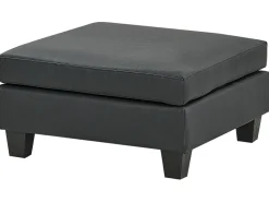 Outlet Beliani Divano angolare modulare 4 posti UNSTAD Pelle sintetica Nero con ottomana Nero Nero