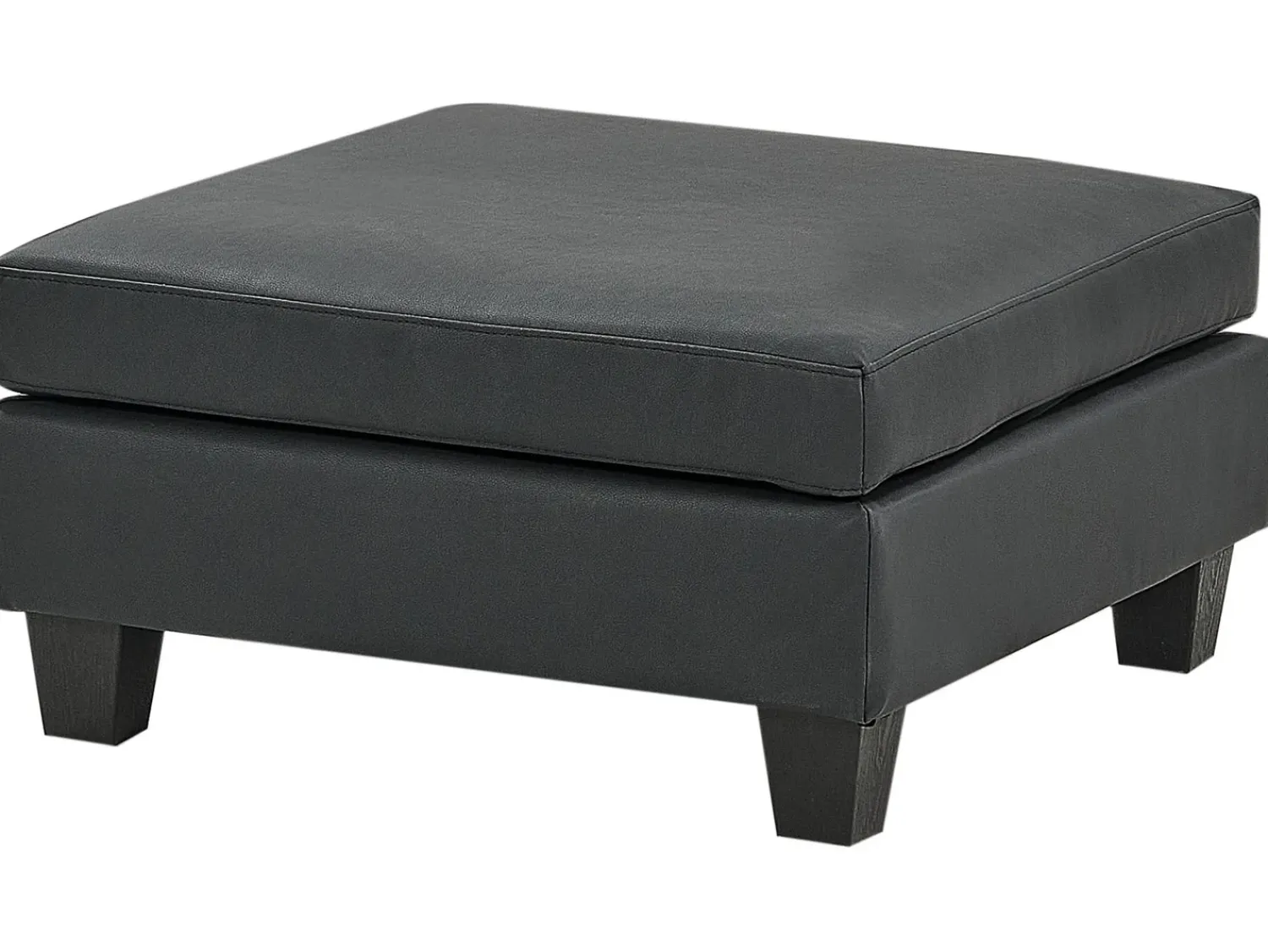 Outlet Beliani Divano angolare modulare 4 posti UNSTAD Pelle sintetica Nero con ottomana Nero Nero