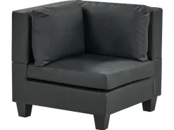 Outlet Beliani Divano angolare modulare 4 posti UNSTAD Pelle sintetica Nero con ottomana Nero Nero