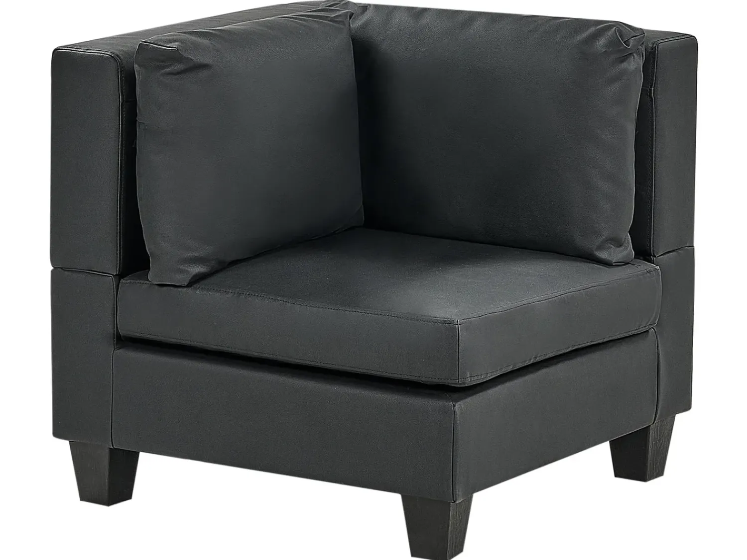 Outlet Beliani Divano angolare modulare 4 posti UNSTAD Pelle sintetica Nero con ottomana Nero Nero