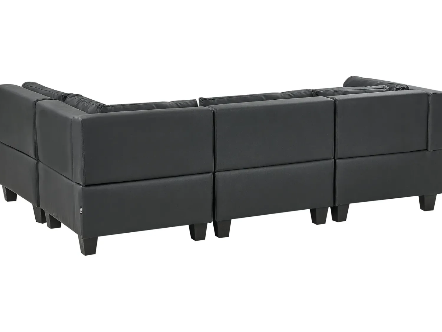 Outlet Beliani Divano angolare modulare 4 posti UNSTAD Pelle sintetica Nero con ottomana Nero Nero