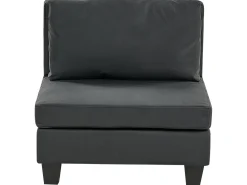 Outlet Beliani Divano angolare modulare 4 posti UNSTAD Pelle sintetica Nero con ottomana Nero Nero