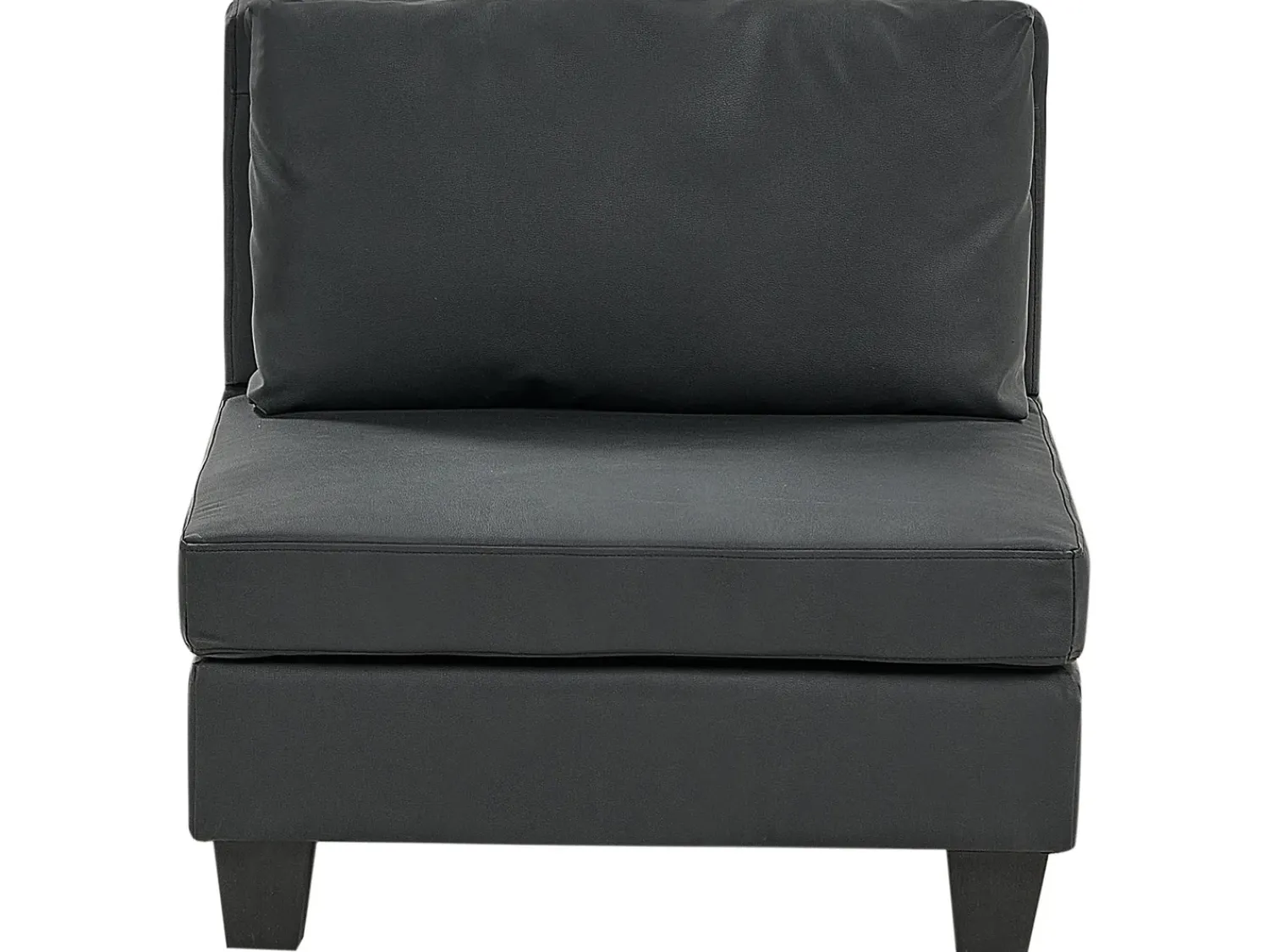Outlet Beliani Divano angolare modulare 4 posti UNSTAD Pelle sintetica Nero con ottomana Nero Nero