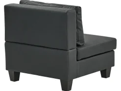 Outlet Beliani Divano angolare modulare 4 posti UNSTAD Pelle sintetica Nero con ottomana Nero Nero