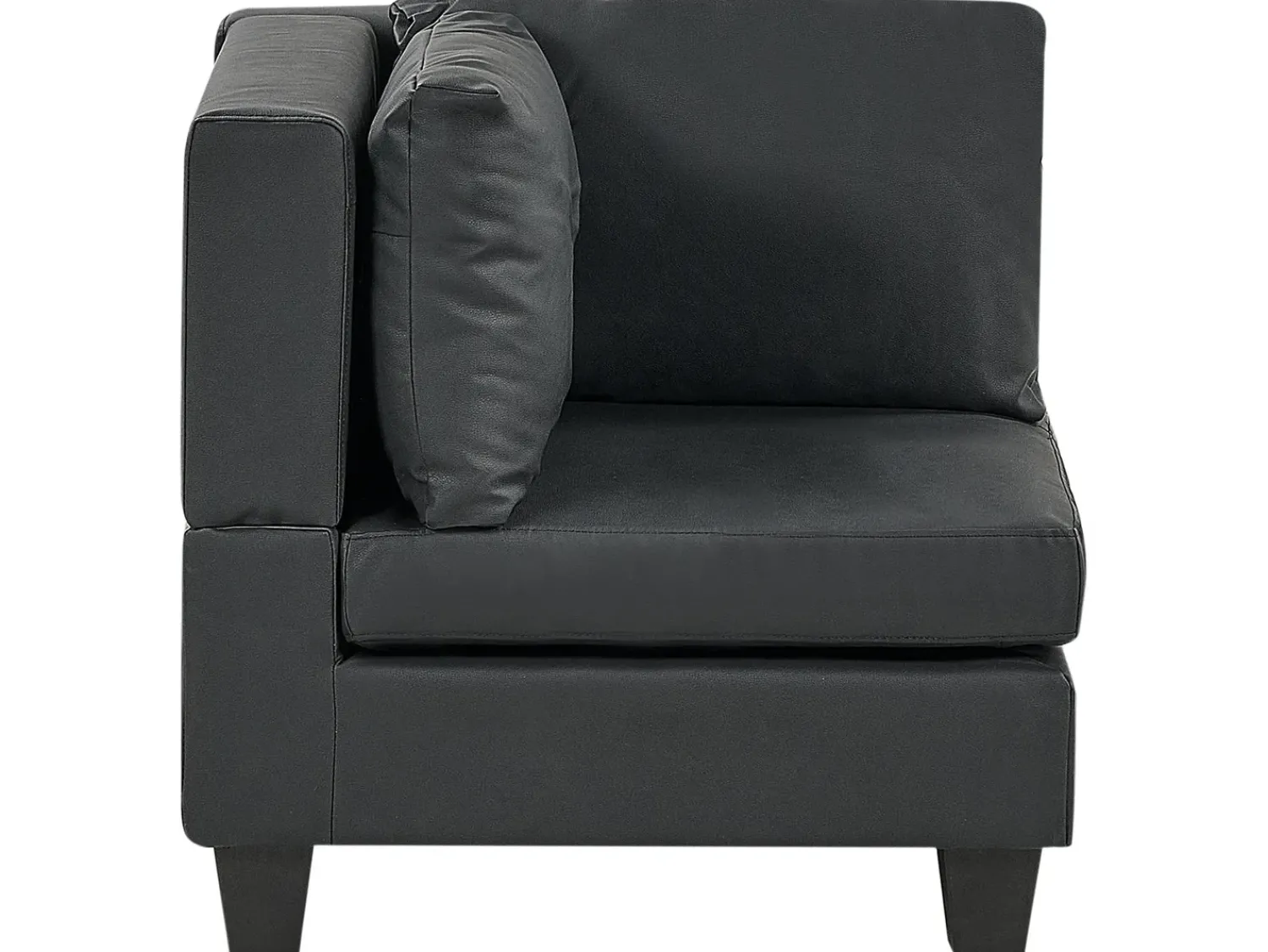 Outlet Beliani Divano angolare modulare 4 posti UNSTAD Pelle sintetica Nero con ottomana Nero Nero