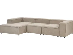 Discount Beliani Divano angolare modulare 4 posti ARDAL Velluto a coste Marrone chiaro Lato destro Marrone Nero