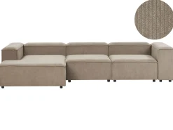 Discount Beliani Divano angolare modulare 4 posti ARDAL Velluto a coste Marrone chiaro Lato destro Marrone Nero