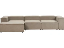 Discount Beliani Divano angolare modulare 4 posti ARDAL Velluto a coste Marrone chiaro Lato destro Marrone Nero