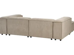 Clearance Beliani Divano angolare modulare 3 posti ARDAL Velluto a coste Marrone chiaro con ottomana Lato destro Marrone Nero
