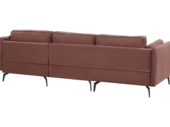 Discount Beliani Divano angolare 3 posti ALTAN Tessuto Bordeaux Lato Sinistro Rosso Grigio