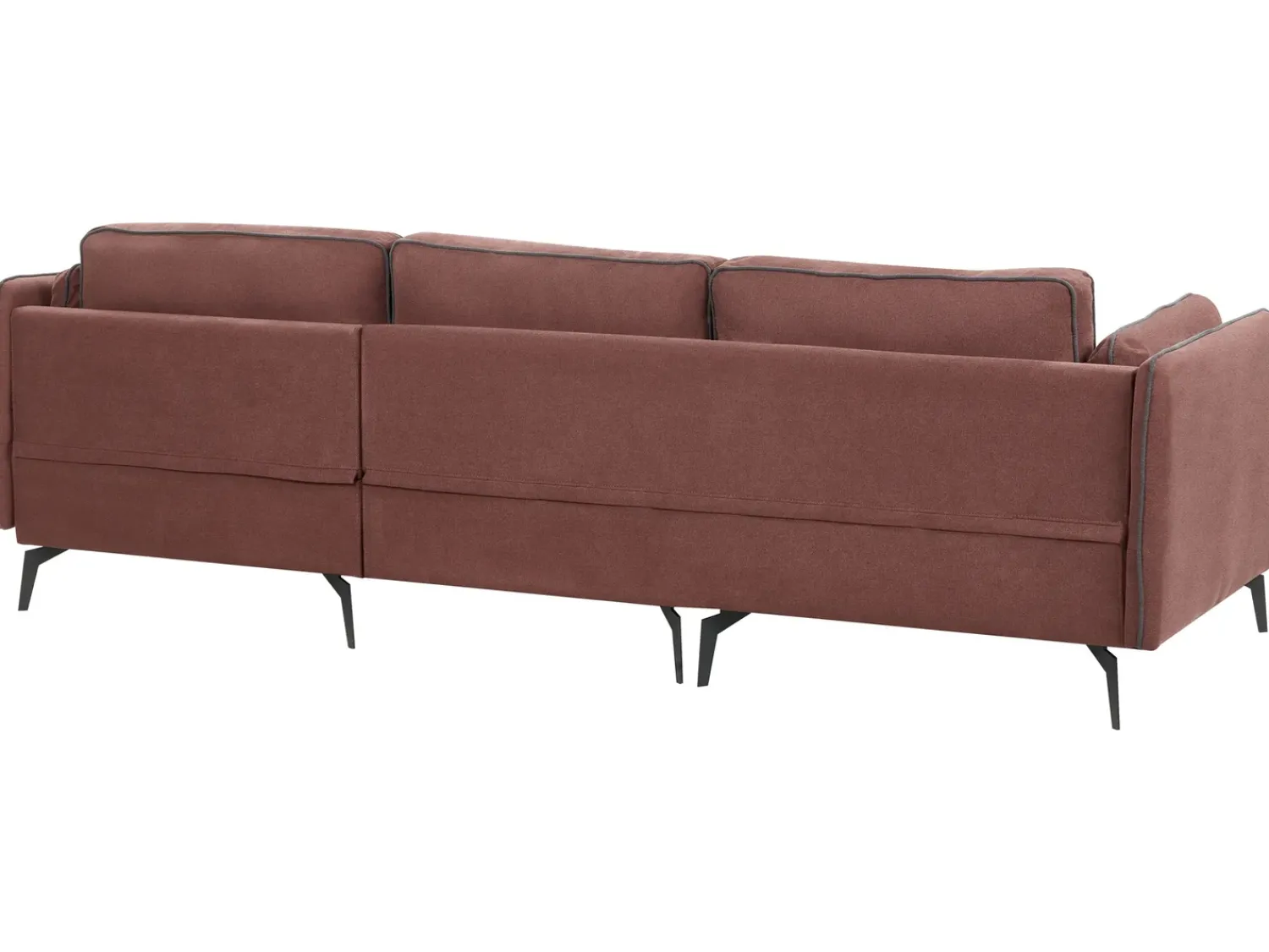 Discount Beliani Divano angolare 3 posti ALTAN Tessuto Bordeaux Lato Sinistro Rosso Grigio
