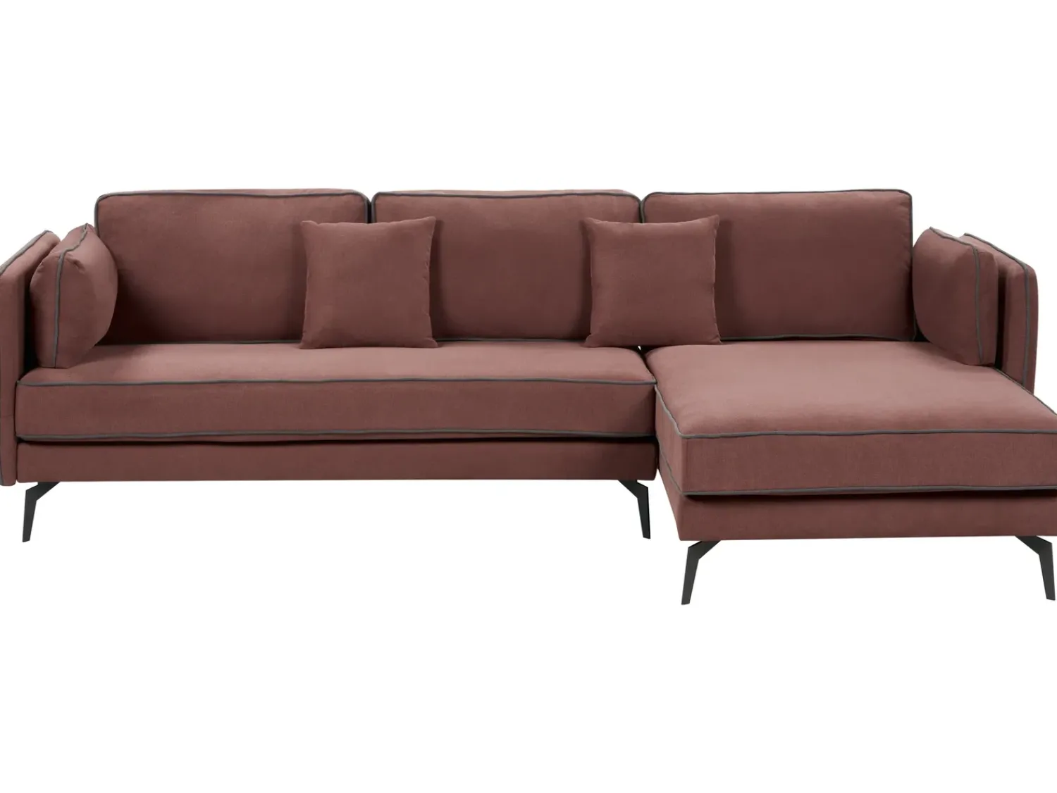 Discount Beliani Divano angolare 3 posti ALTAN Tessuto Bordeaux Lato Sinistro Rosso Grigio