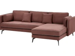 Discount Beliani Divano angolare 3 posti ALTAN Tessuto Bordeaux Lato Sinistro Rosso Grigio