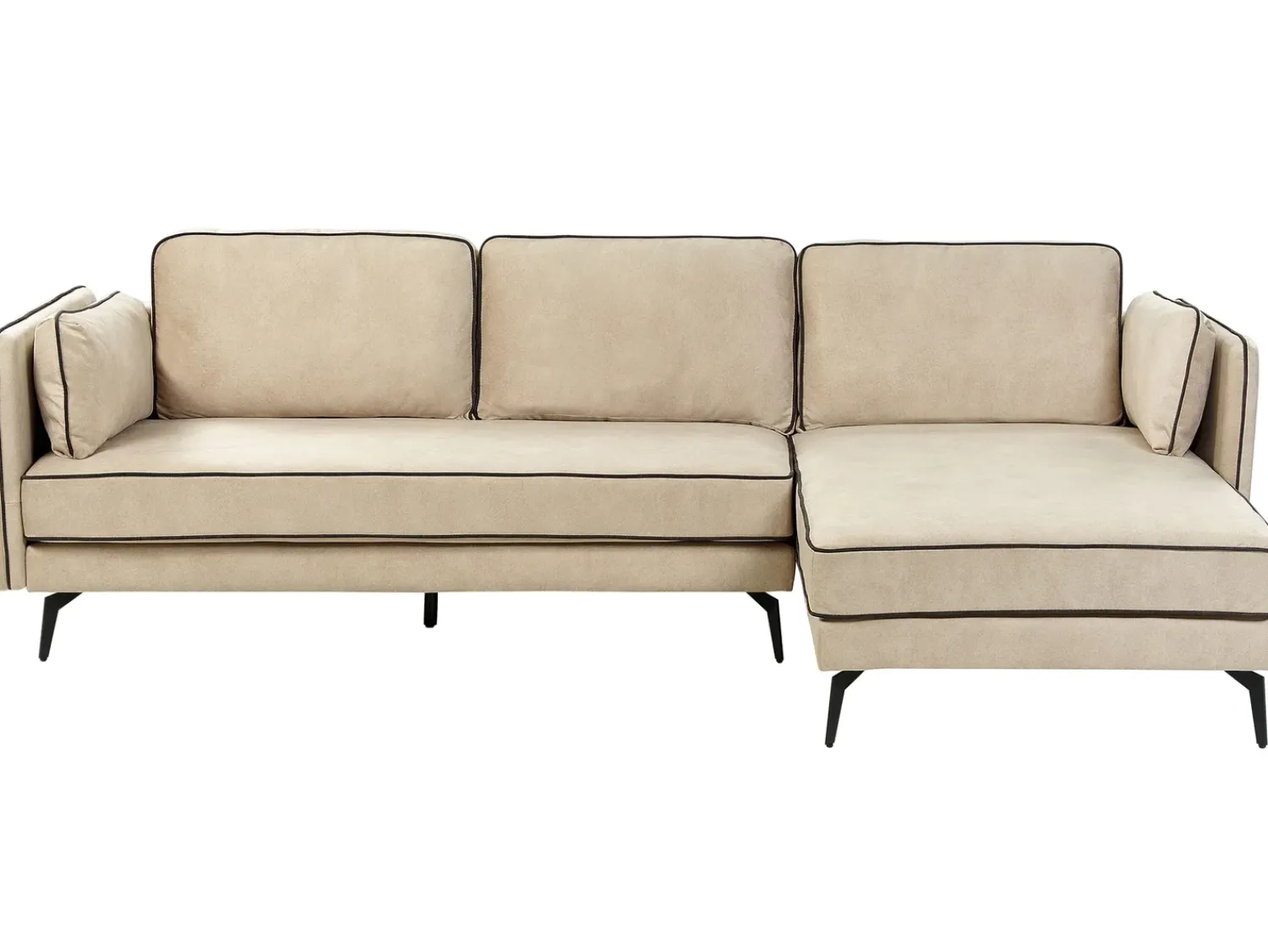 New Beliani Divano angolare 3 posti ALTAN Velluto Beige Lato Sinistro Beige Nero