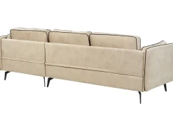 New Beliani Divano angolare 3 posti ALTAN Velluto Beige Lato Sinistro Beige Nero