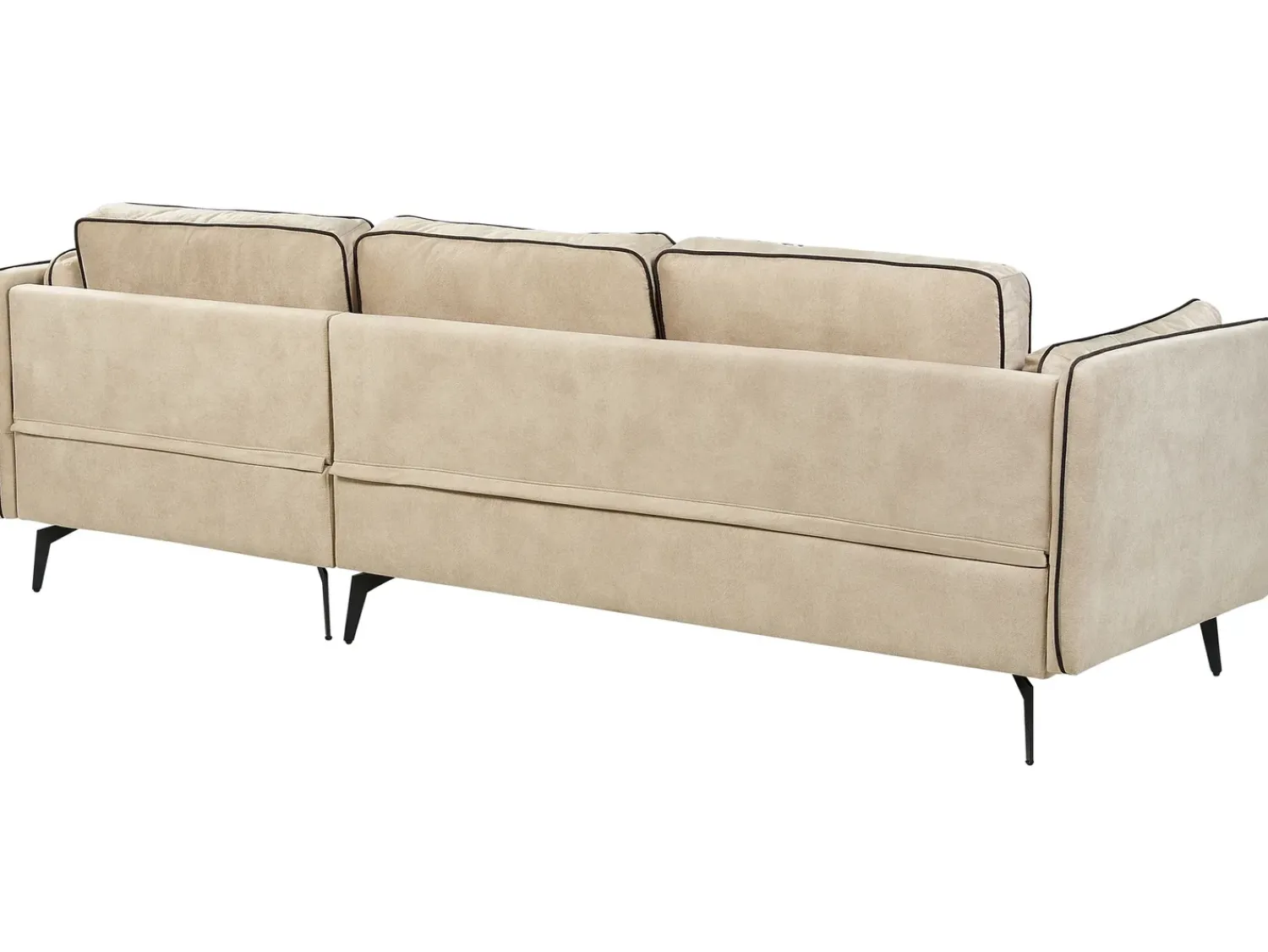 New Beliani Divano angolare 3 posti ALTAN Velluto Beige Lato Sinistro Beige Nero