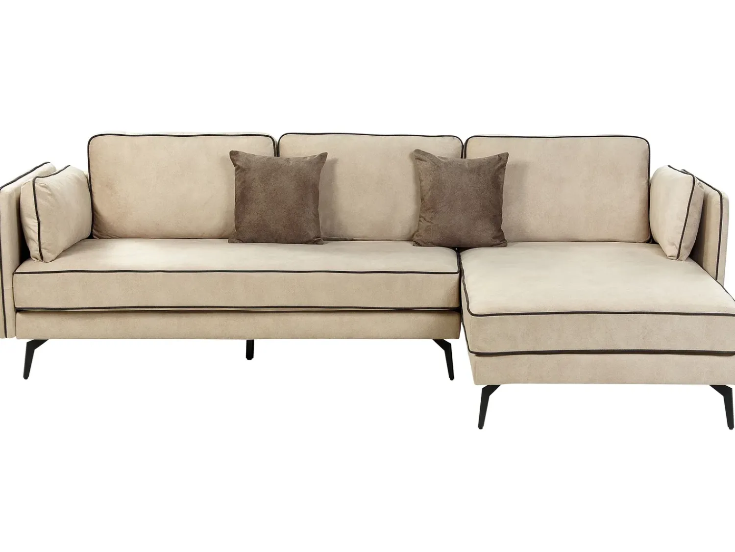 New Beliani Divano angolare 3 posti ALTAN Velluto Beige Lato Sinistro Beige Nero