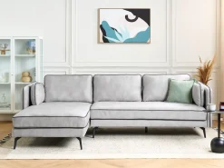 Best Beliani Divano angolare 3 posti ALTAN Velluto Grigio chiaro Grigio Nero