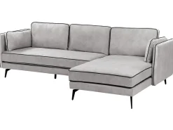 Clearance Beliani Divano angolare 3 posti ALTAN Velluto Grigio chiaro Grigio Nero