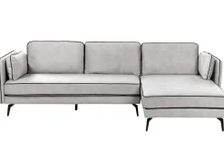 Clearance Beliani Divano angolare 3 posti ALTAN Velluto Grigio chiaro Grigio Nero