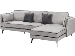 Clearance Beliani Divano angolare 3 posti ALTAN Velluto Grigio chiaro Grigio Nero