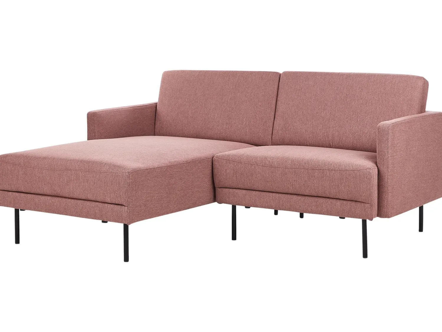 Discount Beliani Divano angolare 2 posti BREDA Tessuto Rosa Lato destro Rosa Nero