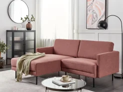 Discount Beliani Divano angolare 2 posti BREDA Tessuto Rosa Lato destro Rosa Nero