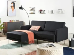 Outlet Beliani Divano angolare 2 posti BREDA Tessuto Nero