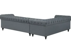 Best Beliani Divano angolare 6 posti CHESTERFIELD Tessuto Grigio Marrone Grigio