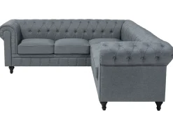 Best Beliani Divano angolare 6 posti CHESTERFIELD Tessuto Grigio Marrone Grigio