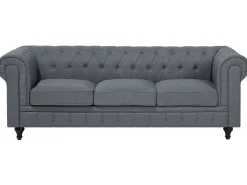 Best Beliani Divano angolare 6 posti CHESTERFIELD Tessuto Grigio Marrone Grigio