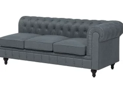 Best Beliani Divano angolare 6 posti CHESTERFIELD Tessuto Grigio Marrone Grigio