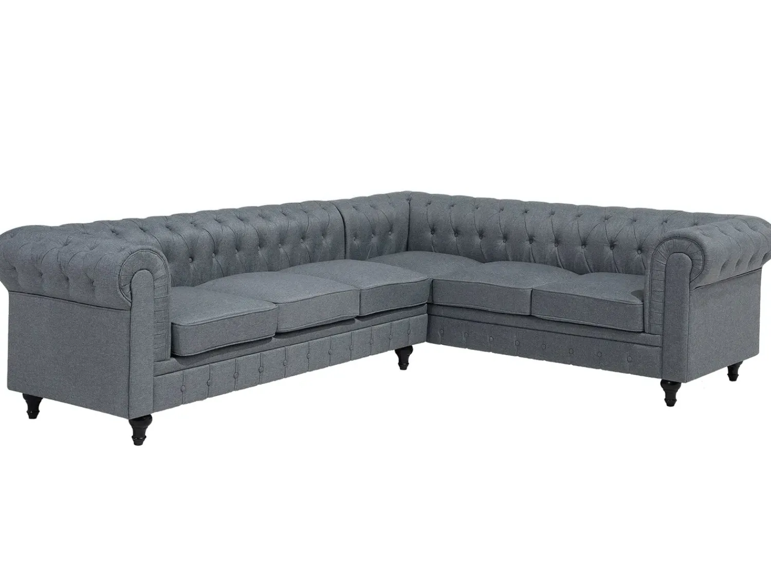Discount Beliani Divano angolare 6 posti CHESTERFIELD Tessuto Grigio Marrone Grigio