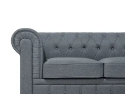 Discount Beliani Divano angolare 6 posti CHESTERFIELD Tessuto Grigio Marrone Grigio