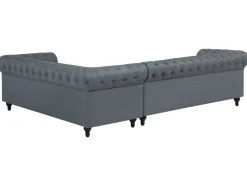 Discount Beliani Divano angolare 6 posti CHESTERFIELD Tessuto Grigio Marrone Grigio