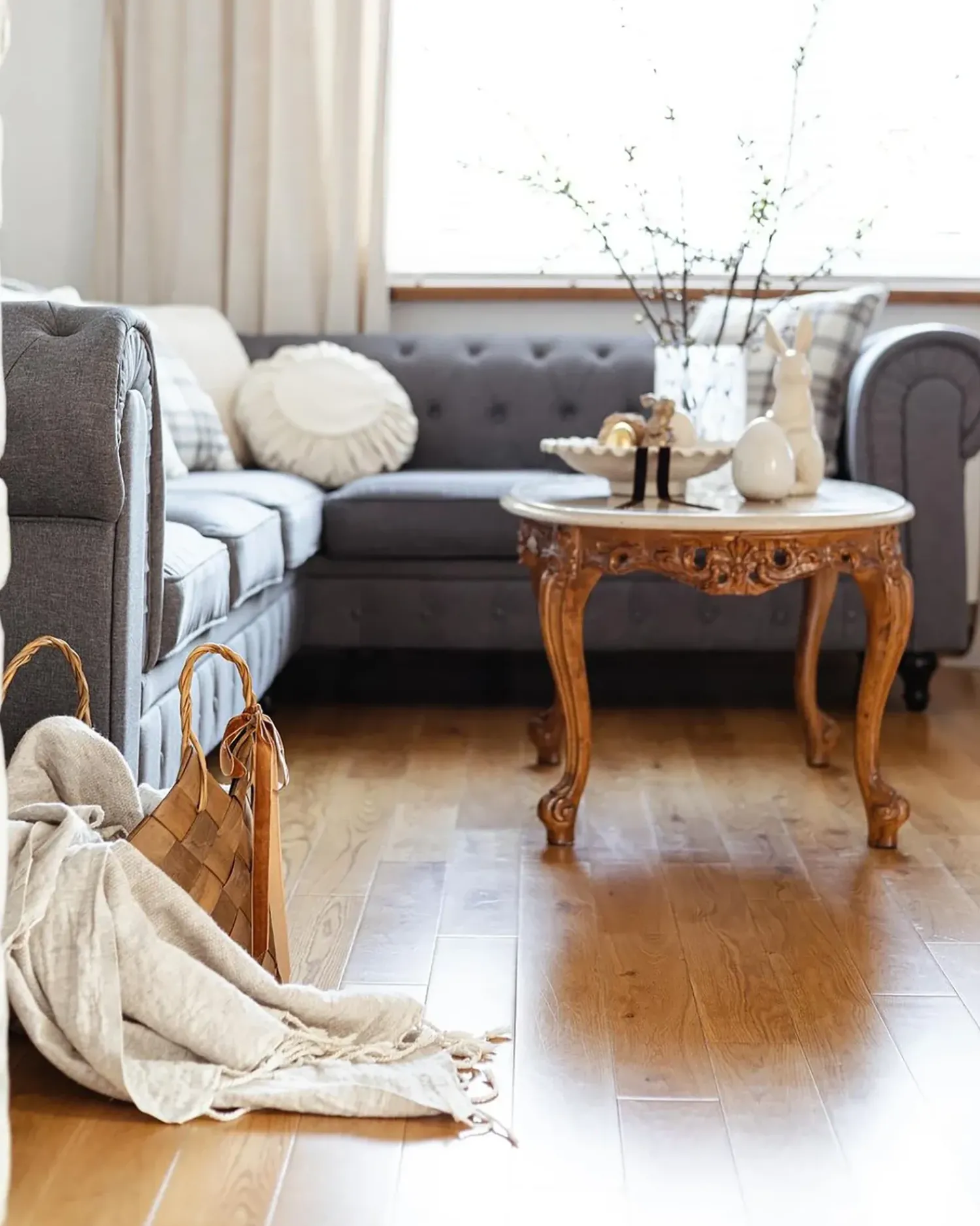 Discount Beliani Divano angolare 6 posti CHESTERFIELD Tessuto Grigio Marrone Grigio