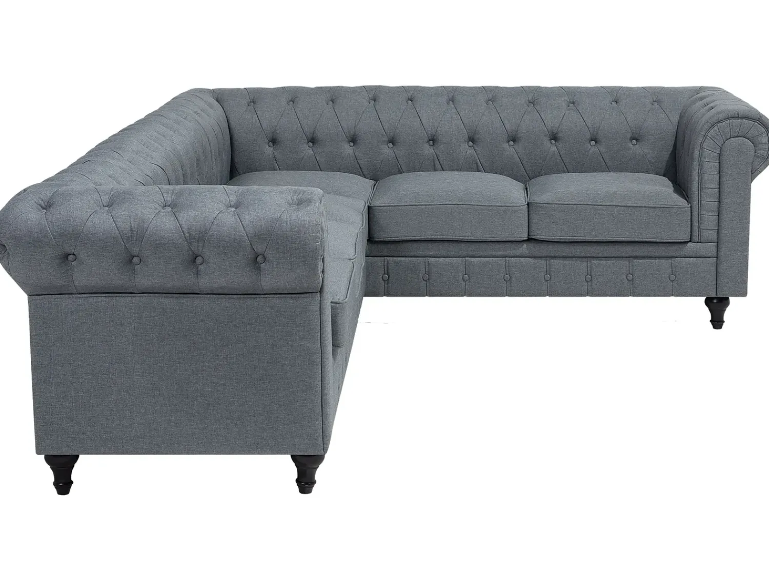 Discount Beliani Divano angolare 6 posti CHESTERFIELD Tessuto Grigio Marrone Grigio