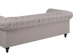 Online Beliani Divano angolare 6 posti CHESTERFIELD Tessuto Beige Lato destro Beige Marrone
